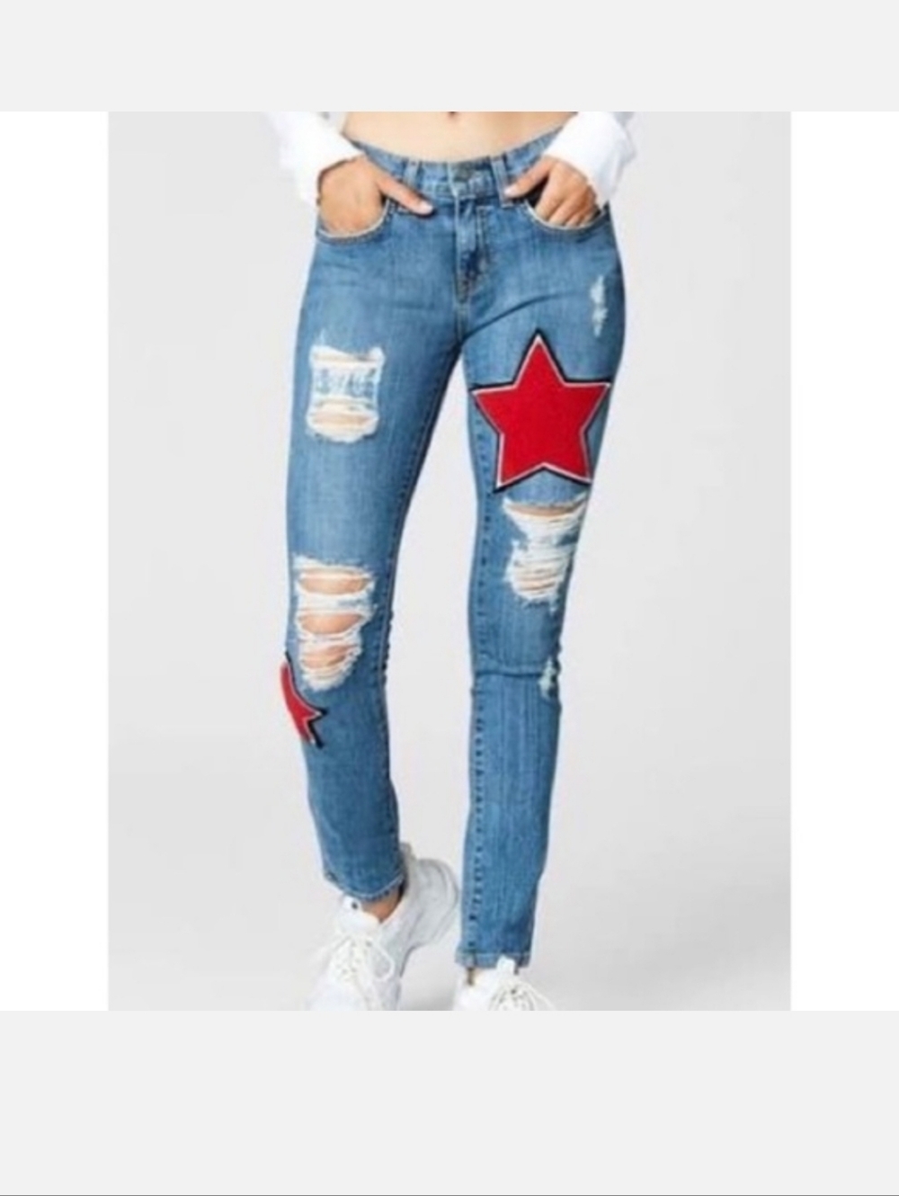 Carmar Star Distressed Skinny Jeans Size 26 Y2k Feminine